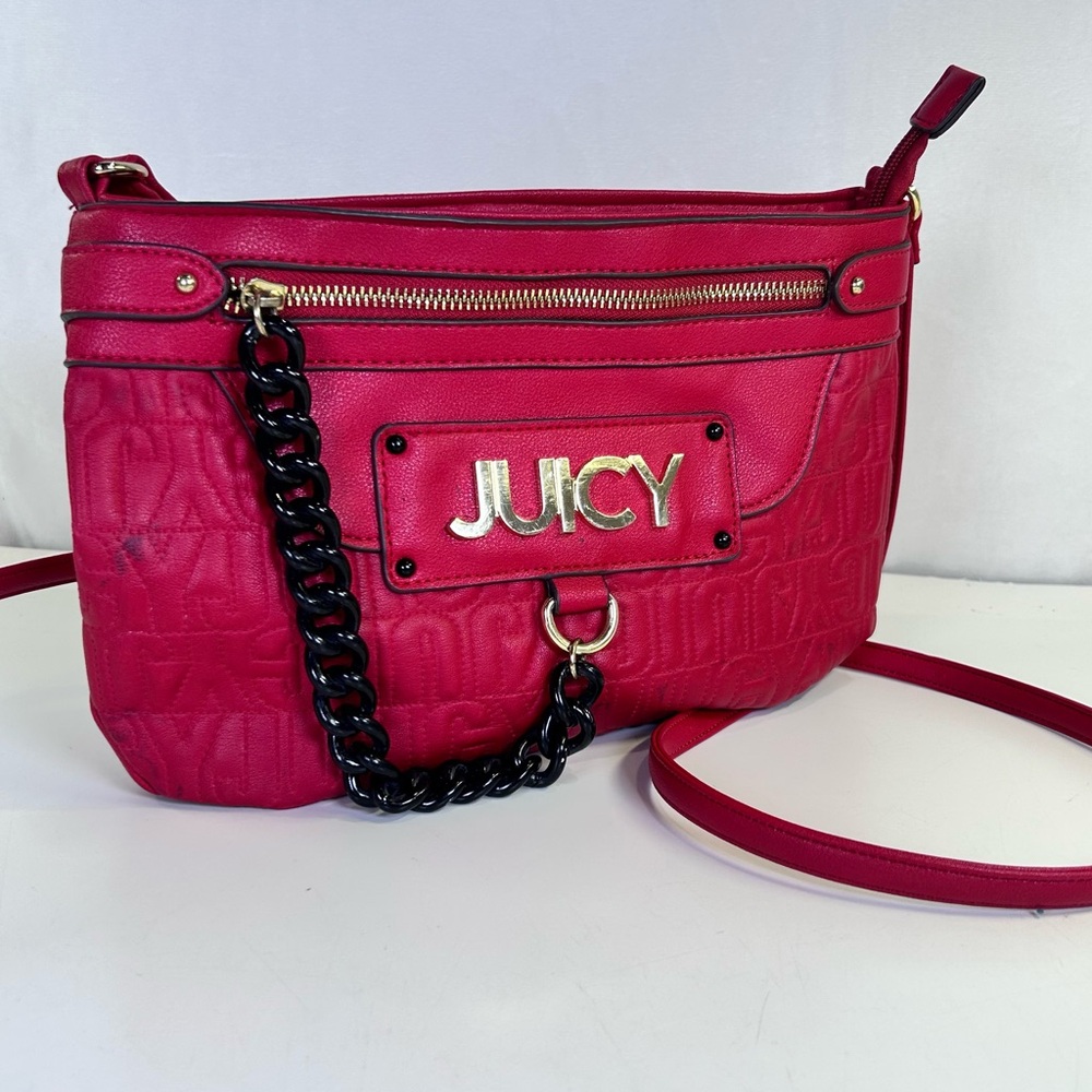 Juicy Couture Track Star Mid Crossbody Bag, Crimson Quilt. Y2K